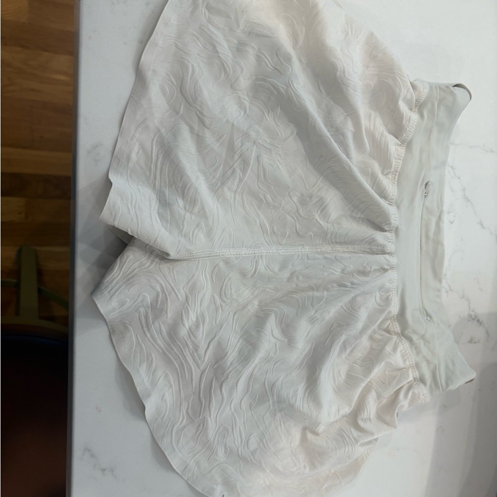 White Textured Athletic Shorts